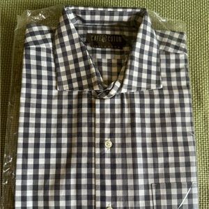 Café Cotton - blue & white check men’s shirt - size 41 / US Large